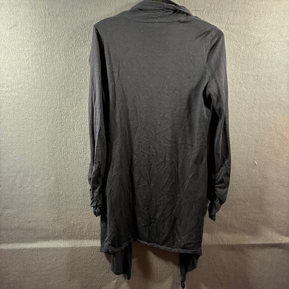 vtg women silk blend cardigan medium black neutral minimalist capsule basic - Picture 3 of 5